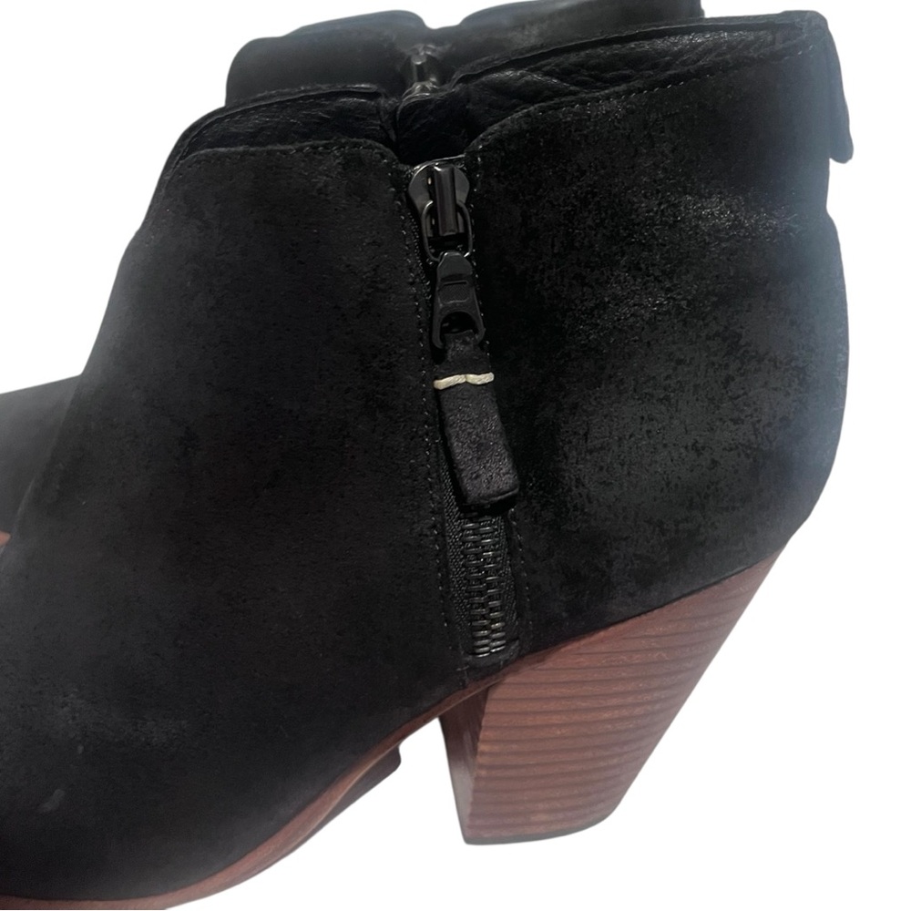 RAG & BONE Margot Waxed Suede Zip Booties – Black Ankle Boots Block Heel - Picture 6 of 11